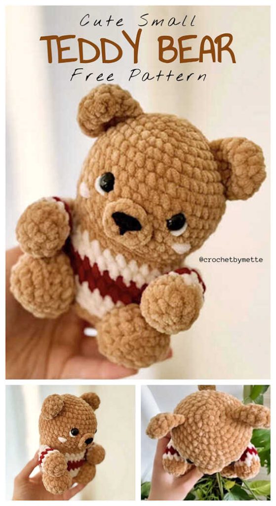 teddy bear amigurumi free crochet pattern cute handmade bear toy small gift idea