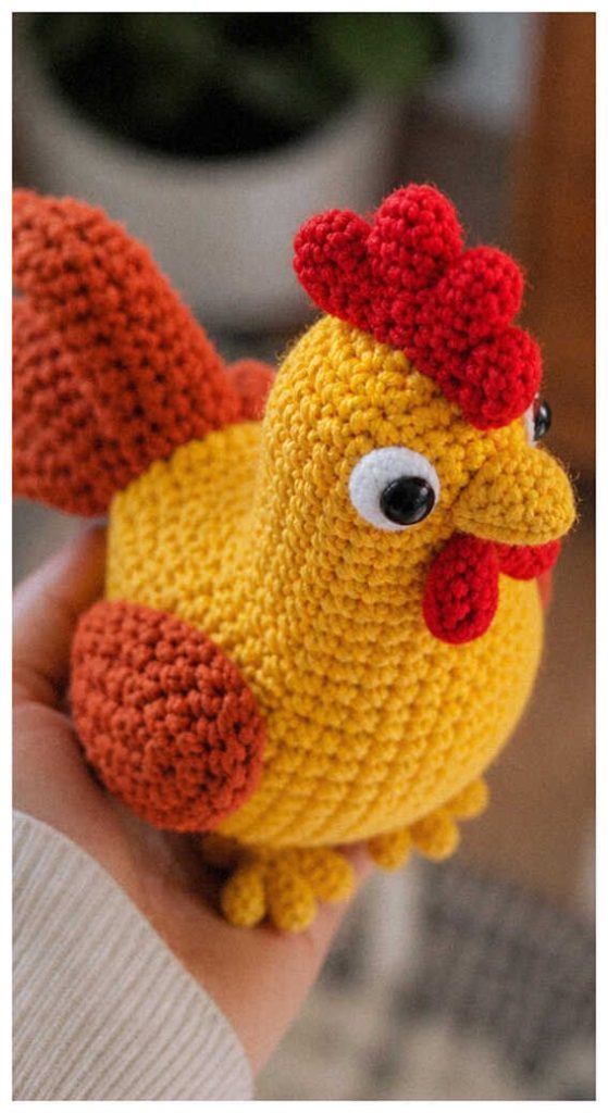 rooster amigurumi free crochet pattern handmade chicken toy simple design