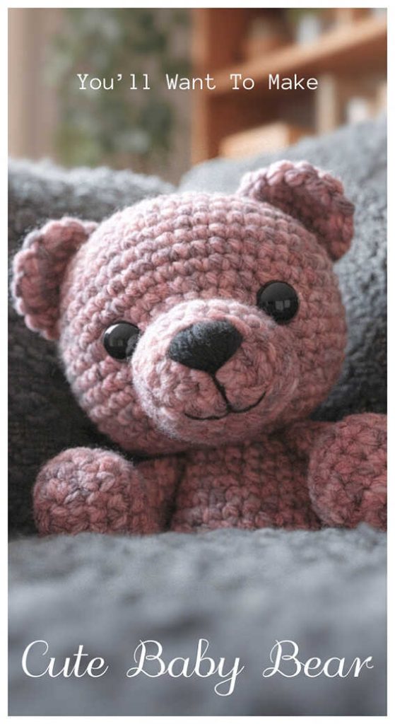 cute crochet baby bear amigurumi plush toy handmade teddy bear soft yarn texture