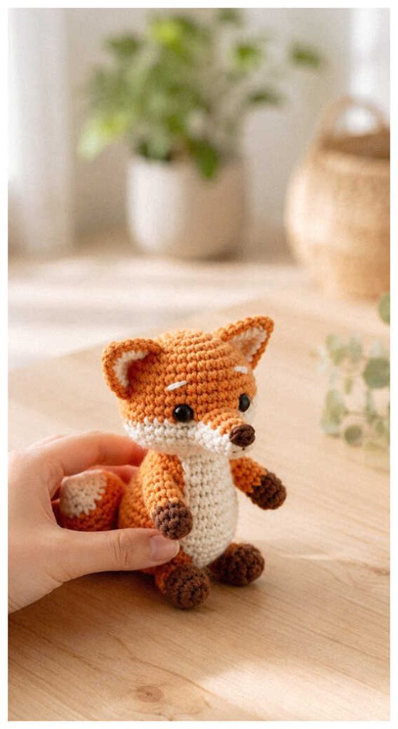 small fox crochet decor inspiration cute handmade woodland amigurumi toy