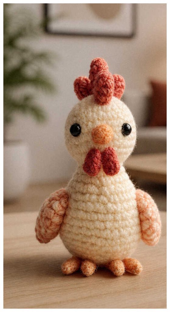small rooster amigurumi free crochet pattern handmade chicken toy simple style
