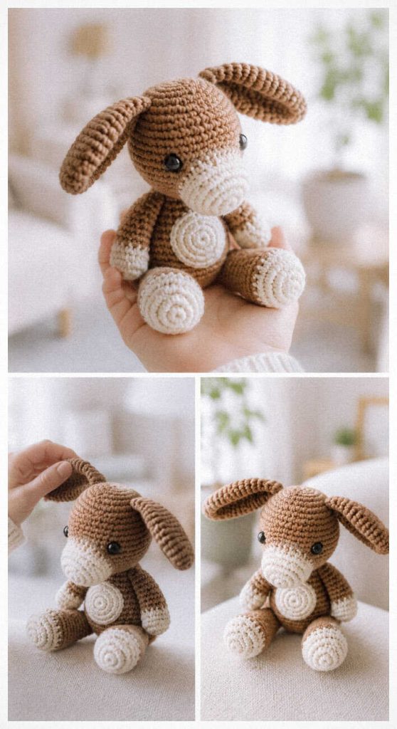 soft crochet donkey toy handmade cute farm animal amigurumi inspiration