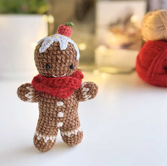 Chocolate gingerbread man amigurumi crochet plush toy