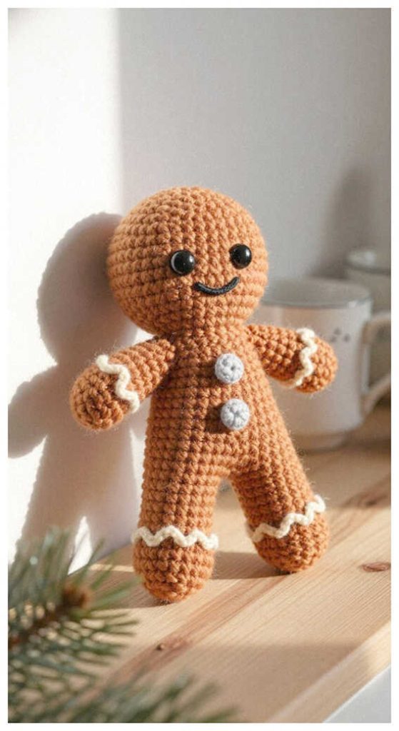 Classic gingerbread man amigurumi crochet plush toy