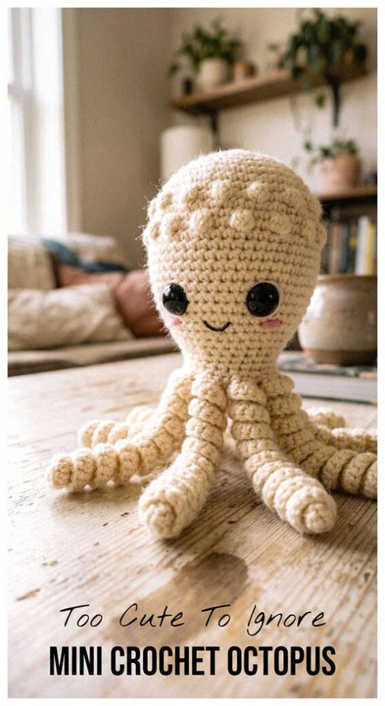 Small crochet octopus amigurumi styled as a thoughtful handmade gift idea