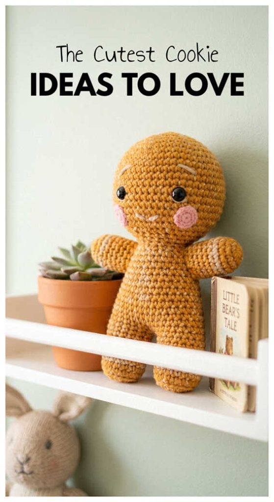 Holiday gingerbread man amigurumi crochet plush toy