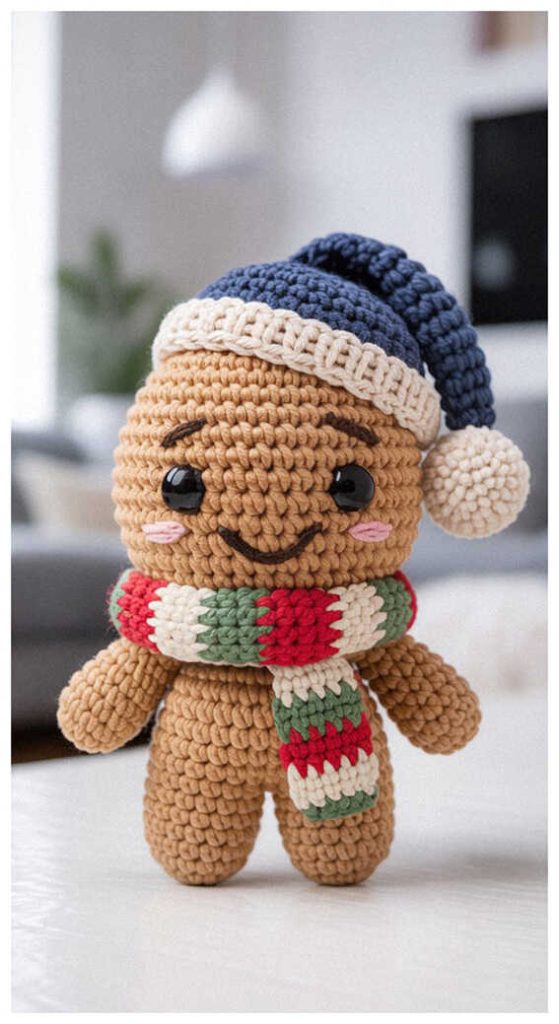 Winter gingerbread amigurumi crochet plush toy